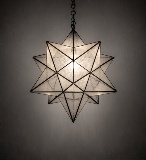 Meyda Lighting Moravian Star 216258 24" Mahogany Bronze Pendant Light With Clear Seeded Shade Glass