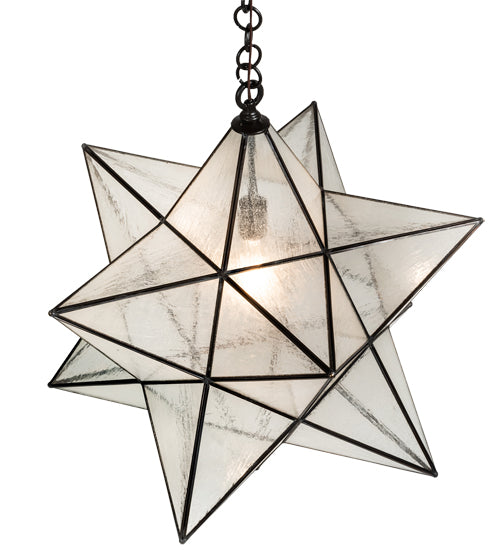 Meyda Lighting Moravian Star 216258 24" Mahogany Bronze Pendant Light With Clear Seeded Shade Glass