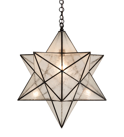 Meyda Lighting Moravian Star 216258 24" Mahogany Bronze Pendant Light With Clear Seeded Shade Glass