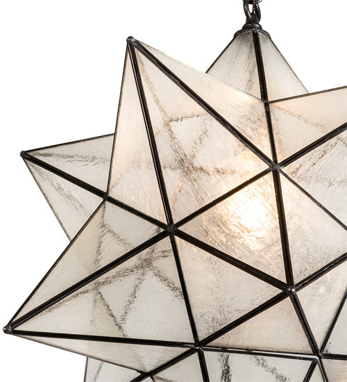 Meyda Lighting Moravian Star 216258 24" Mahogany Bronze Pendant Light With Clear Seeded Shade Glass
