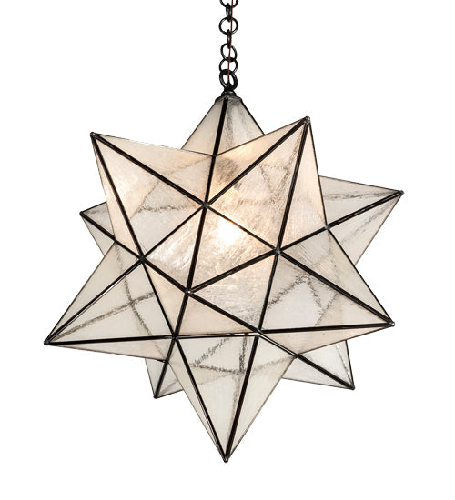 Meyda Lighting Moravian Star 216258 24" Mahogany Bronze Pendant Light With Clear Seeded Shade Glass