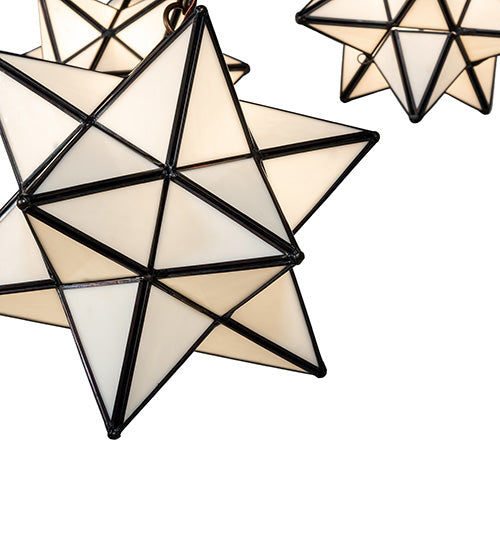 Meyda Lighting Moravian Star 22" 3-Light Antique Copper Cascading Pendant Light With White Shade Glass