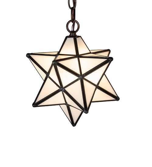 Meyda Lighting Moravian Star 22" 3-Light Antique Copper Cascading Pendant Light With White Shade Glass