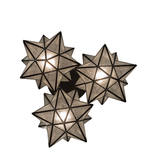 Meyda Lighting Moravian Star 23" 3-Light Oil Rubbed Bronze Cascading Pendant Light With Clear Seeded Shade Glass