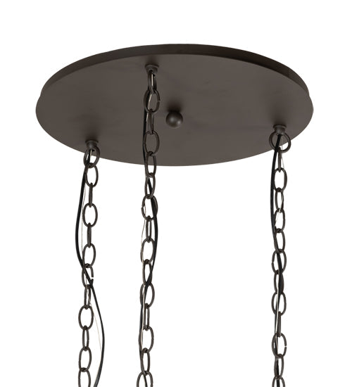 Meyda Lighting Moravian Star 23" 3-Light Oil Rubbed Bronze Cascading Pendant Light With Clear Seeded Shade Glass