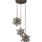 Meyda Lighting Moravian Star 24" 3-Light Oil Rubbed Bronze Cascading Pendant Light With Clear Seeded Shade Glass