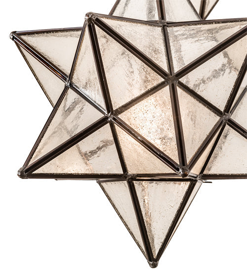 Meyda Lighting Moravian Star 24" 3-Light Oil Rubbed Bronze Cascading Pendant Light With Clear Seeded Shade Glass