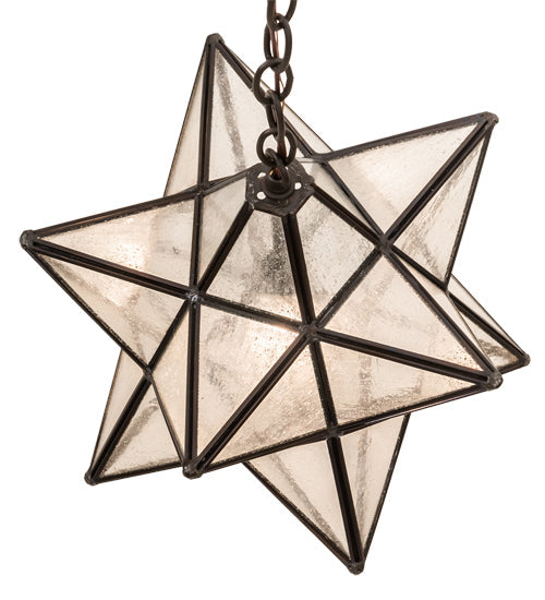 Meyda Lighting Moravian Star 24" 3-Light Oil Rubbed Bronze Cascading Pendant Light With Clear Seeded Shade Glass
