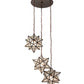 Meyda Lighting Moravian Star 24" 3-Light Oil Rubbed Bronze Cascading Pendant Light With Clear Seeded Shade Glass