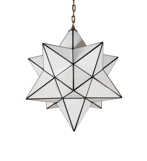 Meyda Lighting Moravian Star 24" Antique Brass Pendant Light With White Art Shade Glass