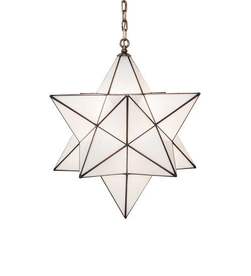 Meyda Lighting Moravian Star 24" Antique Brass Pendant Light With White Art Shade Glass