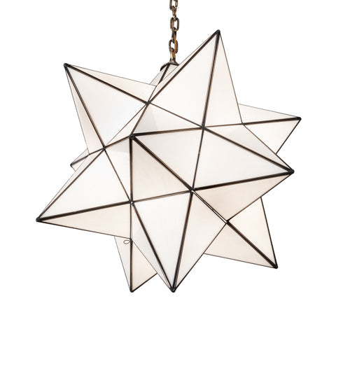 Meyda Lighting Moravian Star 24" Antique Brass Pendant Light With White Art Shade Glass