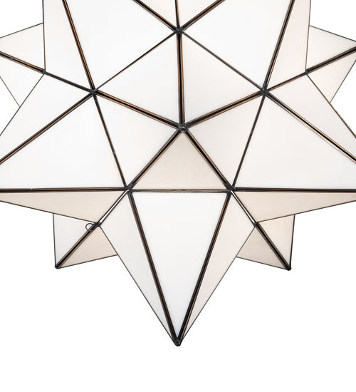 Meyda Lighting Moravian Star 24" Antique Brass Pendant Light With White Art Shade Glass