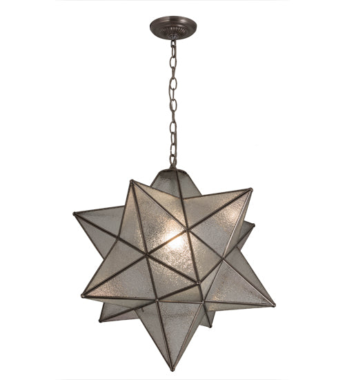 Meyda Lighting Moravian Star 24" Brushed Nickel Pendant Light With Clear Seeded Shade Glass