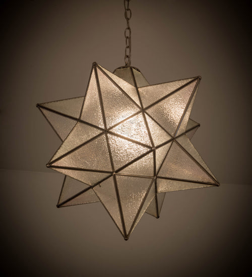 Meyda Lighting Moravian Star 24" Brushed Nickel Pendant Light With Clear Seeded Shade Glass