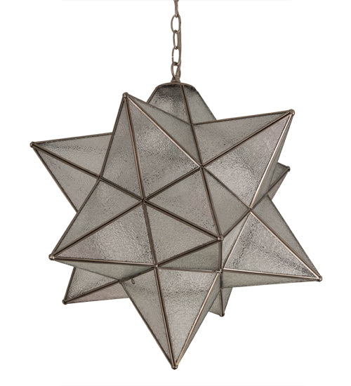 Meyda Lighting Moravian Star 24" Brushed Nickel Pendant Light With Clear Seeded Shade Glass