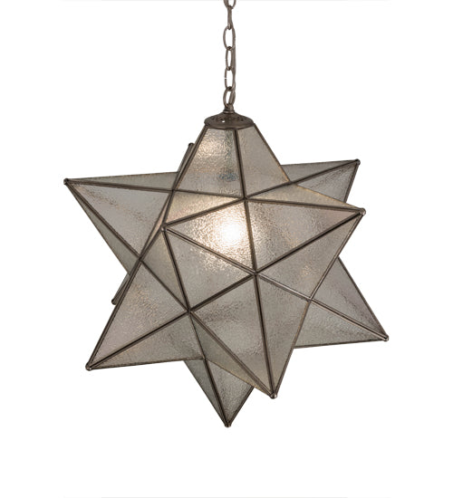 Meyda Lighting Moravian Star 24" Brushed Nickel Pendant Light With Clear Seeded Shade Glass
