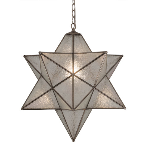 Meyda Lighting Moravian Star 24" Brushed Nickel Pendant Light With Clear Seeded Shade Glass