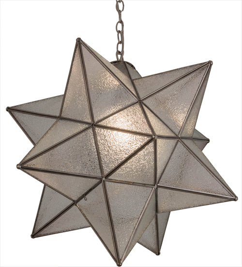 Meyda Lighting Moravian Star 24" Brushed Nickel Pendant Light With Clear Seeded Shade Glass