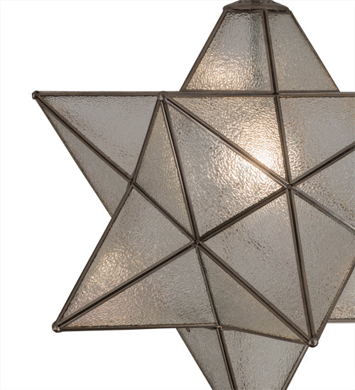 Meyda Lighting Moravian Star 24" Brushed Nickel Pendant Light With Clear Seeded Shade Glass