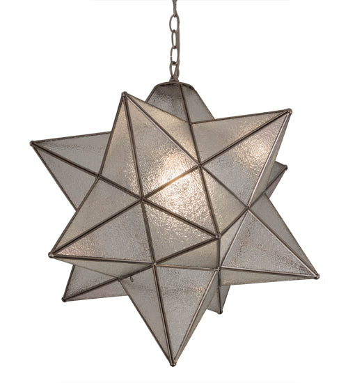 Meyda Lighting Moravian Star 24" Brushed Nickel Pendant Light With Clear Seeded Shade Glass
