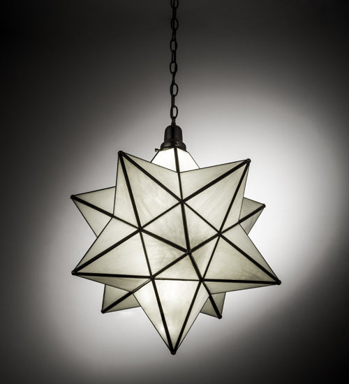 Meyda Lighting Moravian Star 24" LED Brushed Nickel Pendant Light With Milky White Art Shade Glass