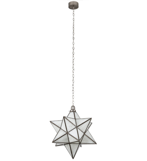 Meyda Lighting Moravian Star 24" LED Brushed Nickel Pendant Light With Milky White Art Shade Glass
