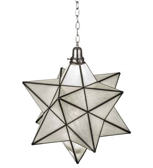 Meyda Lighting Moravian Star 24" LED Brushed Nickel Pendant Light With Milky White Art Shade Glass