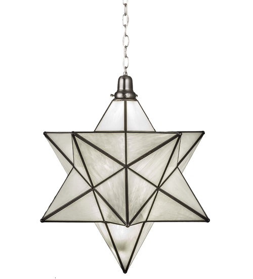 Meyda Lighting Moravian Star 24" LED Brushed Nickel Pendant Light With Milky White Art Shade Glass