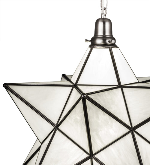Meyda Lighting Moravian Star 24" LED Brushed Nickel Pendant Light With Milky White Art Shade Glass