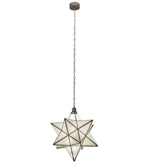 Meyda Lighting Moravian Star 24" LED Brushed Nickel Pendant Light With Milky White Art Shade Glass