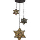 Meyda Lighting Moravian Star 25" 3-Light Oil Rubbed Bronze Cascading Pendant Light With Beige Iridescent Shade Glass