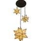 Meyda Lighting Moravian Star 25" 3-Light Oil Rubbed Bronze Cascading Pendant Light With Beige Iridescent Shade Glass
