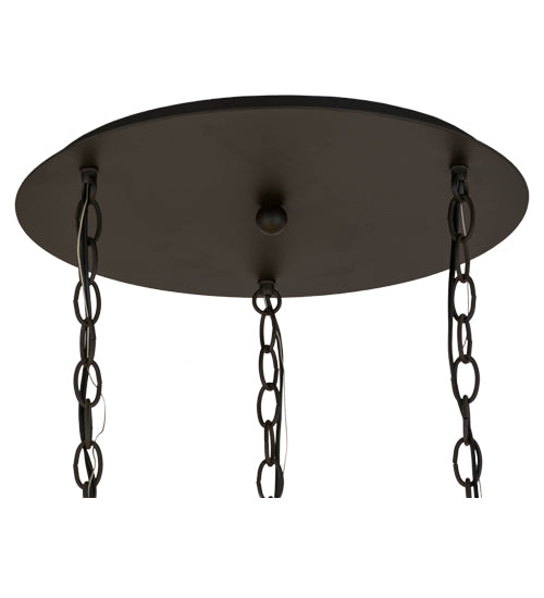Meyda Lighting Moravian Star 25" 3-Light Oil Rubbed Bronze Cascading Pendant Light With Beige Iridescent Shade Glass