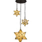 Meyda Lighting Moravian Star 25" 3-Light Oil Rubbed Bronze Cascading Pendant Light With Beige Iridescent Shade Glass