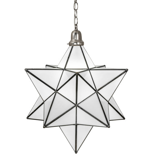Meyda Lighting Moravian Star 250854 18" Brushed Nickel Pendant Light With White Art Shade Glass