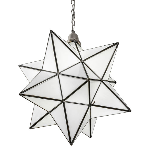Meyda Lighting Moravian Star 250854 18" Brushed Nickel Pendant Light With White Art Shade Glass