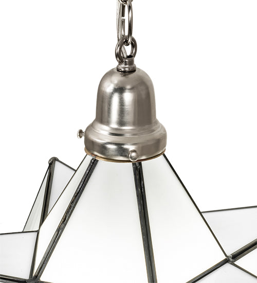 Meyda Lighting Moravian Star 250854 18" Brushed Nickel Pendant Light With White Art Shade Glass
