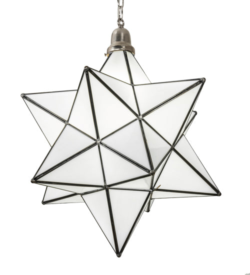 Meyda Lighting Moravian Star 250854 18" Brushed Nickel Pendant Light With White Art Shade Glass