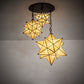 Meyda Lighting Moravian Star 251942 25" 3-Light Oil Rubbed Bronze Cascading Pendant Light With Beige Iridescent Shade Glass