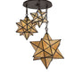 Meyda Lighting Moravian Star 251942 25" 3-Light Oil Rubbed Bronze Cascading Pendant Light With Beige Iridescent Shade Glass