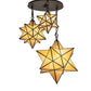 Meyda Lighting Moravian Star 251942 25" 3-Light Oil Rubbed Bronze Cascading Pendant Light With Beige Iridescent Shade Glass
