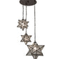 Meyda Lighting Moravian Star 26" 3-Light Oil Rubbed Bronze Cascading Pendant Light With Clear Seeded Shade Glass