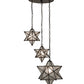Meyda Lighting Moravian Star 26" 3-Light Oil Rubbed Bronze Cascading Pendant Light With Clear Seeded Shade Glass