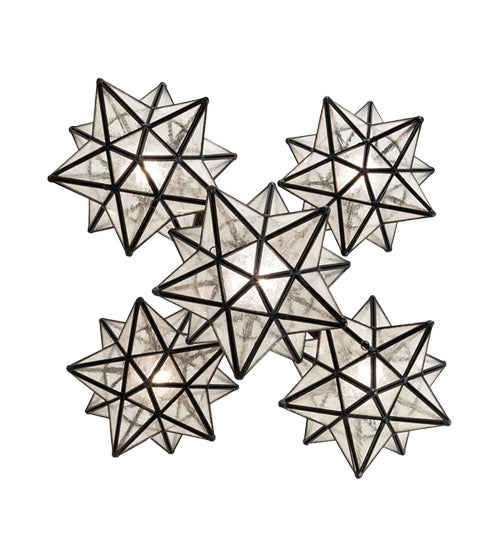Meyda Lighting Moravian Star 26" 5-Light Mahogany Bronze Chandelier With Clear Seeded Shade Glass