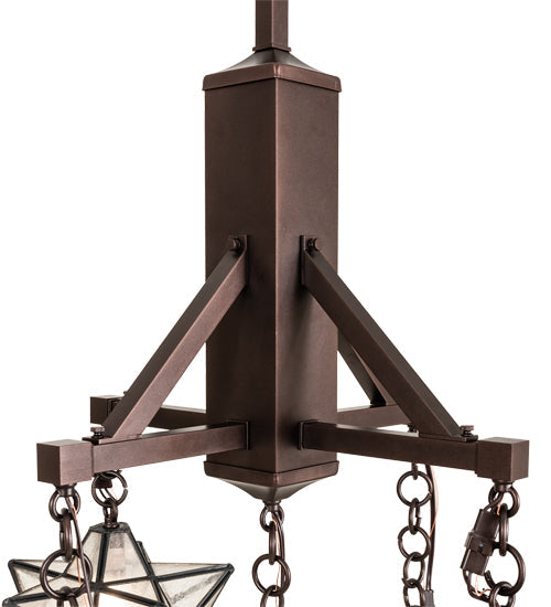 Meyda Lighting Moravian Star 26" 5-Light Mahogany Bronze Chandelier With Clear Seeded Shade Glass