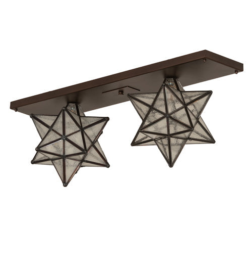 Meyda Lighting Moravian Star 30" 2-Light Mahogany Bronze Flush Mount Light With Clear Seeded Shade Glass