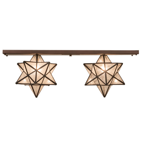 Meyda Lighting Moravian Star 30" 2-Light Mahogany Bronze Flush Mount Light With Clear Seeded Shade Glass