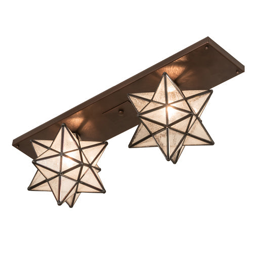 Meyda Lighting Moravian Star 30" 2-Light Mahogany Bronze Flush Mount Light With Clear Seeded Shade Glass