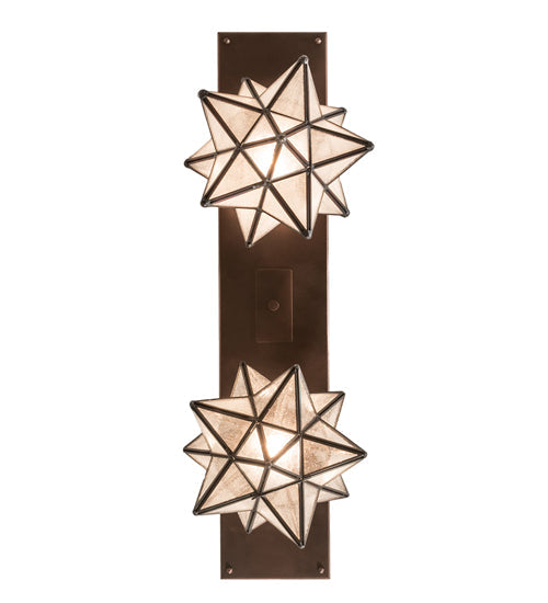 Meyda Lighting Moravian Star 30" 2-Light Mahogany Bronze Flush Mount Light With Clear Seeded Shade Glass